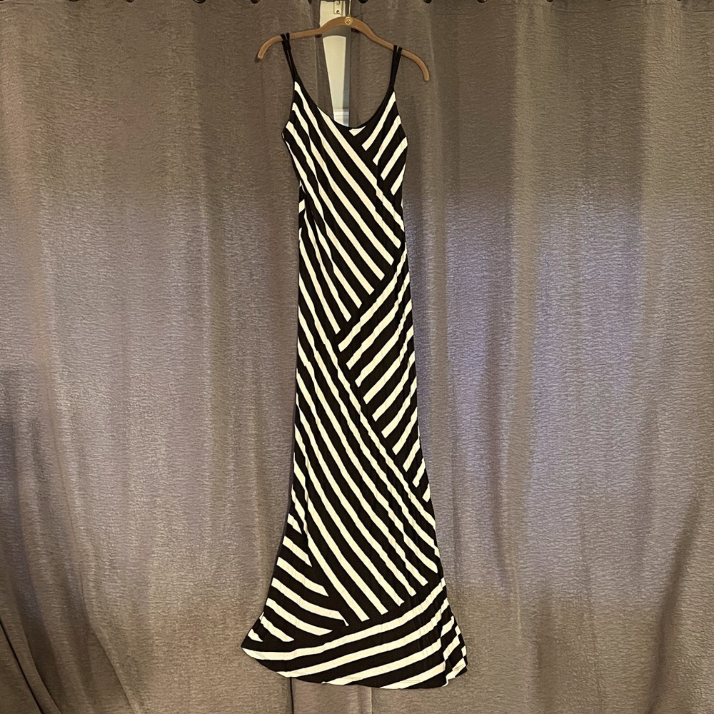 Large Black and White Striped INC Maxi Dress